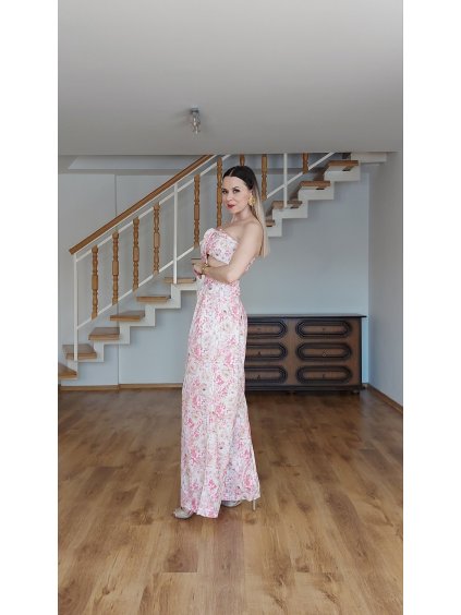 Kvetovaný letný komplet, Ružová (Veľkosť UNI)