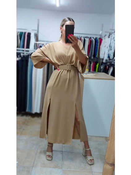 Šaty s opaskom Talia, Béžová (Veľkosť UNI)