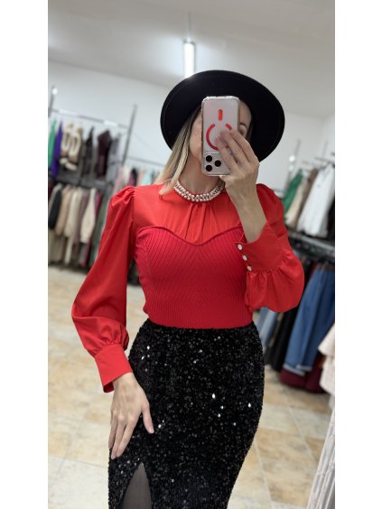 Červená blúzka Swan (Veľkosť UNI)