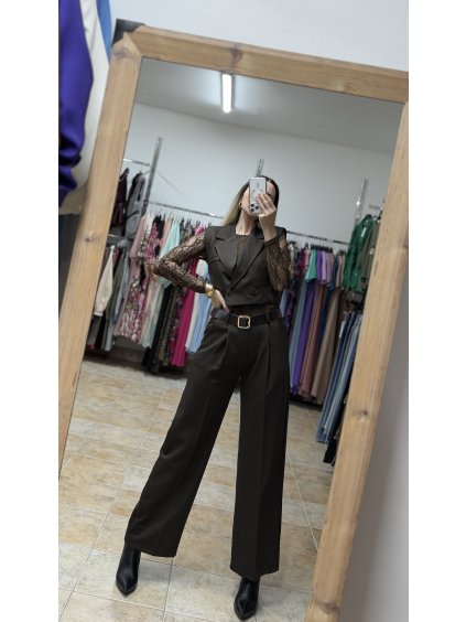 Hnedý dámsky nohavicový kostým Welson, Hnedá (Veľkosť UNI)