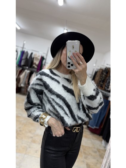 Čierno biely sveter Cameron, Čierna (Veľkosť UNI)