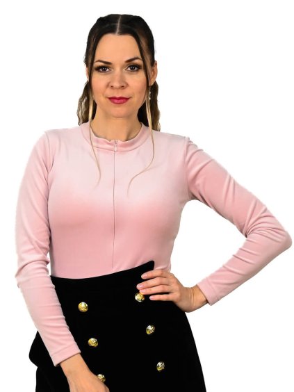 Zamatové body s dlhým rukávom, Ružová (Veľkosť UNI)