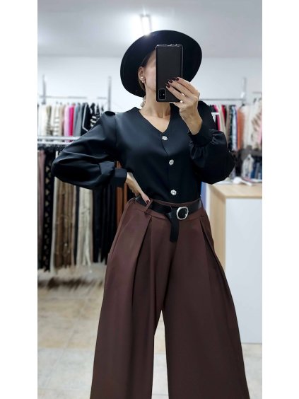 Čierna elegantná blúzka (Veľkosť UNI)