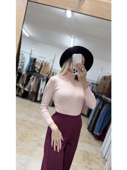 Rebrovaný ružový rolák Tracy, Ružová (Veľkosť UNI)