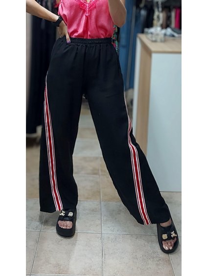 Široké nohavice s lampasmi, Čierna (Veľkosť UNI)