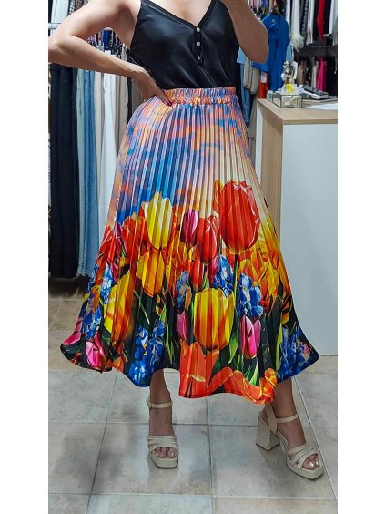 Kvetovaná sukňa Alize, Žltá (Veľkosť UNI)