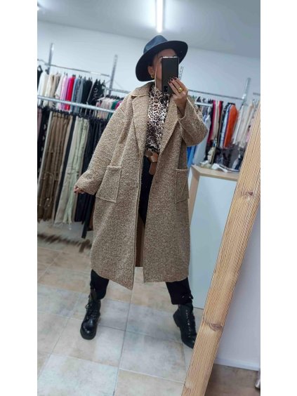 Dlhý béžový kabát, Béžová (Veľkosť UNI)