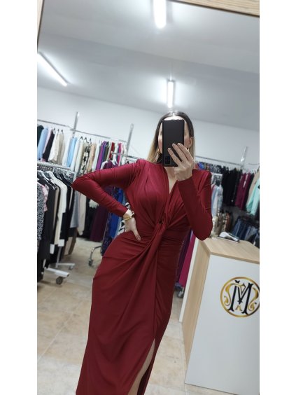 Bordové šaty s vypchávkami Venera, Bordová (Veľkosť UNI)