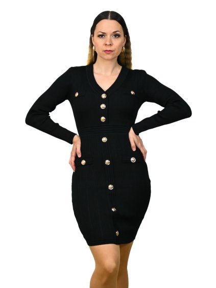 Čierne elegantné šaty Chiara, Čierna (Veľkosť UNI)