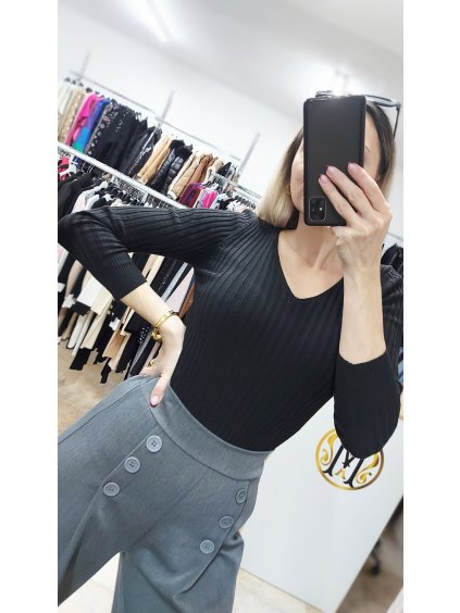 Čierne tričko s dlhým rukávom, Čierna (Veľkosť UNI)