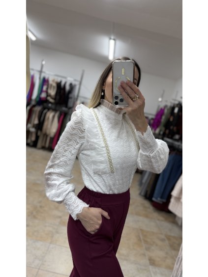 Biela blúzka so stojačikom Lea (Veľkosť UNI)