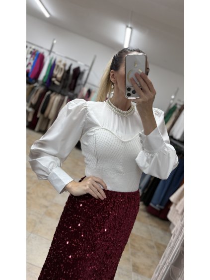 Elegantná biela blúzka Swan (Veľkosť UNI)