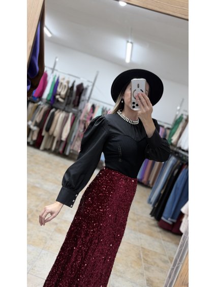 Elegantný top na svadbu Swan, Čierna (Veľkosť UNI)