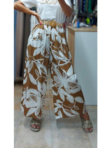 Dámske letné široké nohavice, Hnedá (Veľkosť UNI)