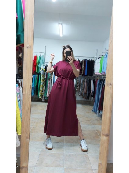 Pohodlné letné šaty Sandria, Bordová (Veľkosť UNI)