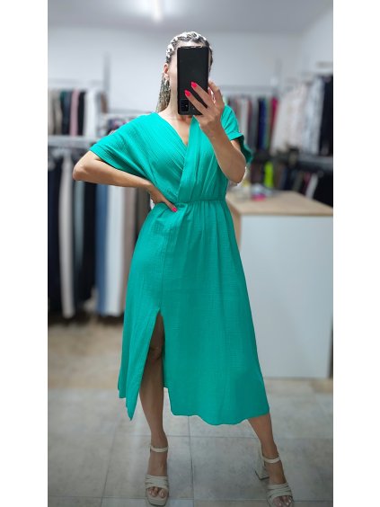 Zelené dámske mušelínové šaty Minory, Zelená (Veľkosť UNI)