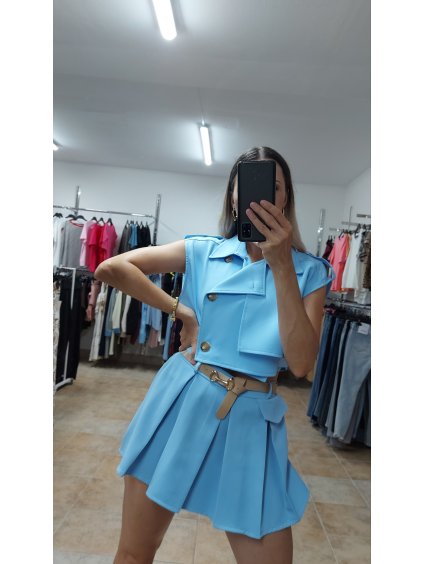 Modrý komplet s vestou Noemi, Bledomodrá (Veľkosť UNI)