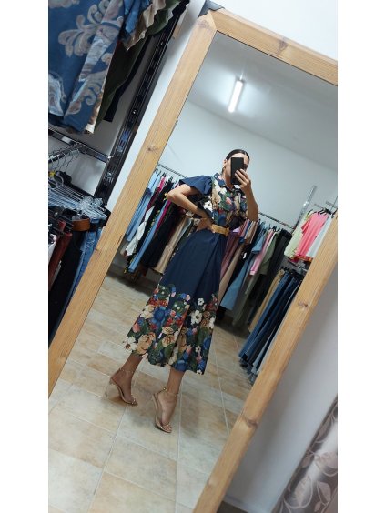 Šaty s kvietkami Stella, Tmavomodrá (Veľkosť UNI)