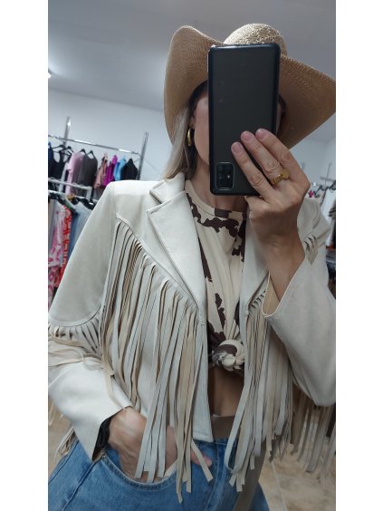 Krémová kovbojská bunda Shania (Veľkosť UNI)