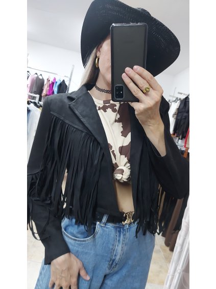 Čierna semišová bunda Shania (Veľkosť UNI)