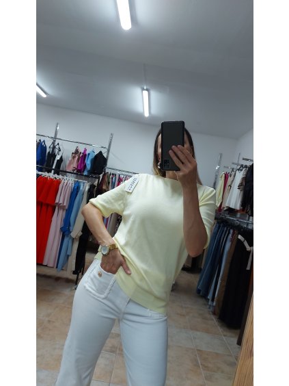 Žltý sveter s krátkym rukávom Wanda, Žltá (Veľkosť UNI)