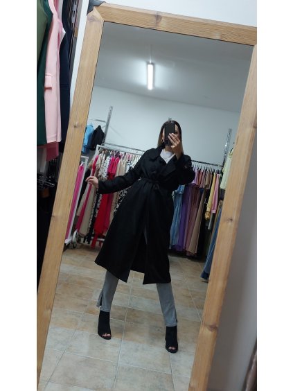 Čierny dámsky prechodný kabát Lusia, Čierna (Veľkosť UNI)