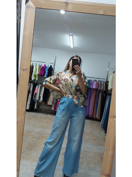 Široké rifle Nayra, Modrá (Veľkosť UNI)