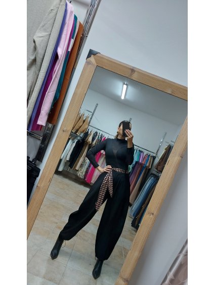 Široké čierne nohavice Ava, Čierna (Veľkosť UNI)