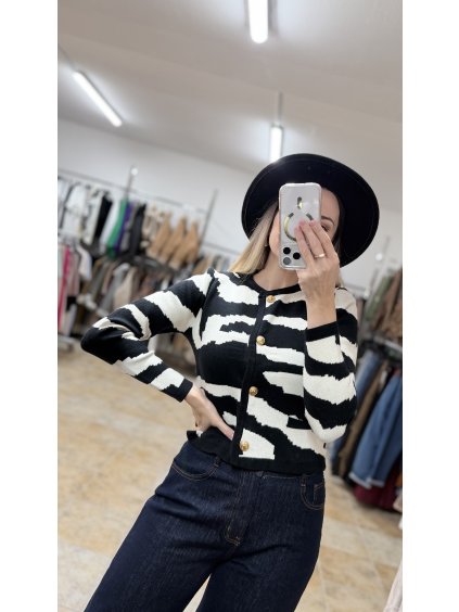 Kardigán na gombíky Deviva, Čiernobiela (Veľkosť UNI)