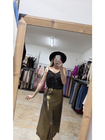 Trblietavá zlatá sukňa Lune (Veľkosť UNI)