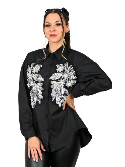 Čierna elegantná blúzka Paloma (Veľkosť UNI)