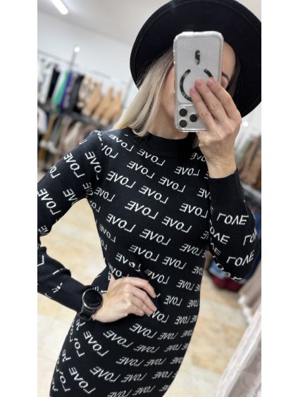 Svetríkové šaty Love, Čierna (Veľkosť UNI)