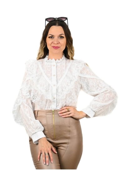 Biela blúzka s volánmi (Veľkosť UNI)