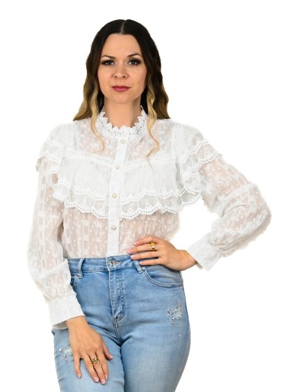 Biela blúzka s čipkou (Veľkosť UNI)
