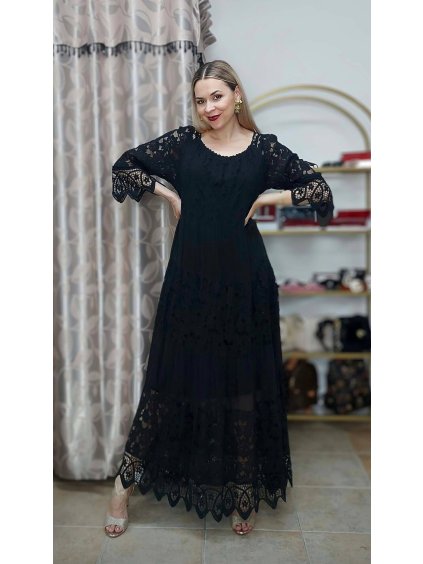 Dlhé čierne šaty Marcia, Čierna (Veľkosť UNI)