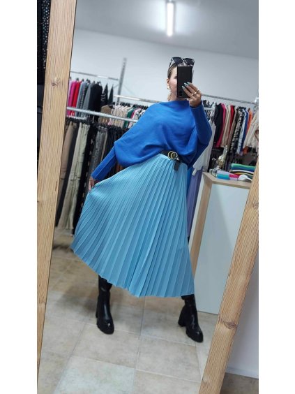 Plisovaná sukňa Elodie, Modrá (Veľkosť UNI)