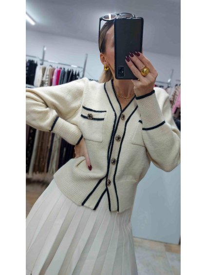 Béžový sveter na zapínanie, Béžová (Veľkosť UNI)