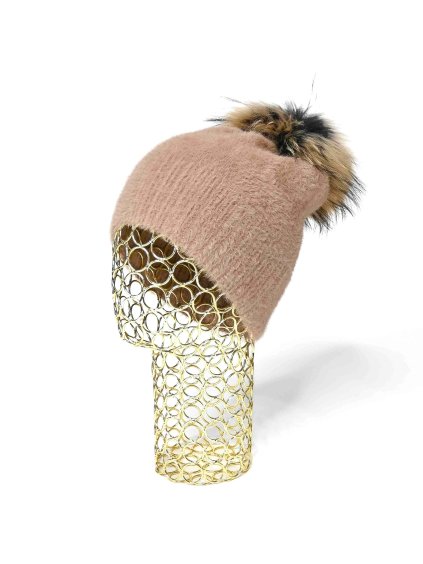 Dámska zimná čiapka s brmbolcom Nivra, Hnedá (Veľkosť UNI)