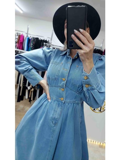 Rifľové šaty Bluvy, Modrá (Veľkosť UNI)