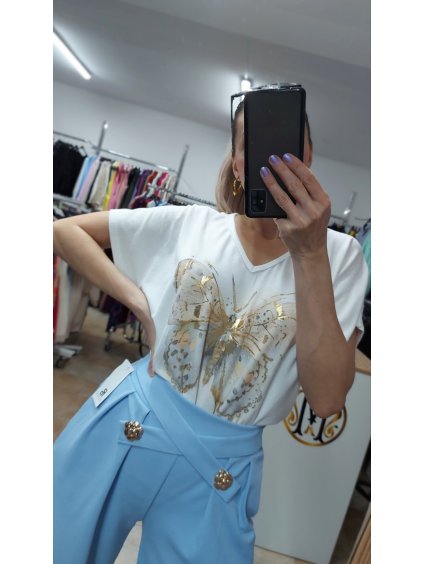 Biele elegantné tričko Golden Tender, Biela (Veľkosť UNI)