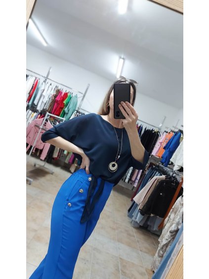 Modrý top s uzlíkom, Tmavomodrá (Veľkosť UNI)