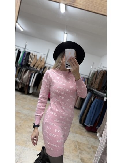 Dámske svetrové šaty, Ružová (Veľkosť UNI)