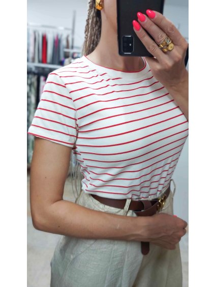 Pruhované tričko, Červená (Veľkosť UNI)