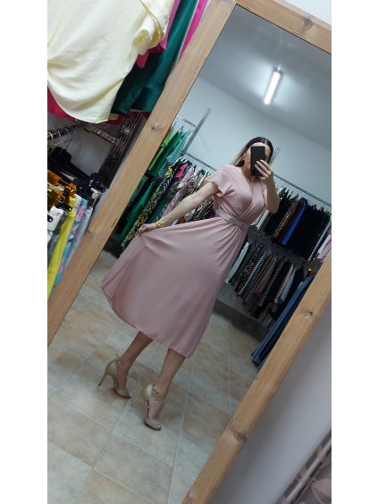 Midi šaty na svadbu Aveline, Ružová (Veľkosť UNI)