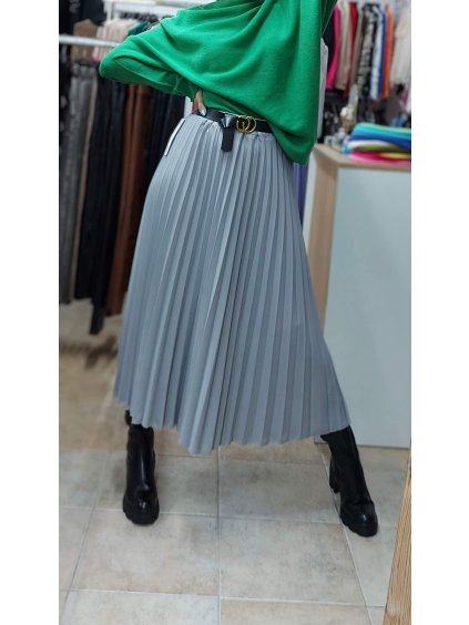 Plisovaná midi sukňa Elodie, Sivá (Veľkosť UNI)