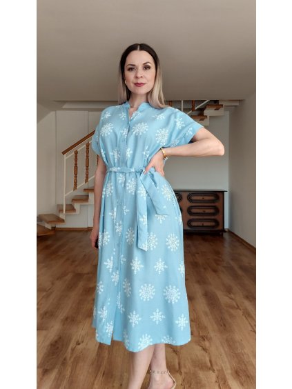 Letné šaty na gombíky Lea, Bledomodrá (Veľkosť UNI)