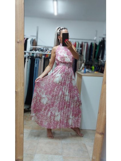 Dlhé plisované šaty Ailyn, Ružová (Veľkosť UNI)