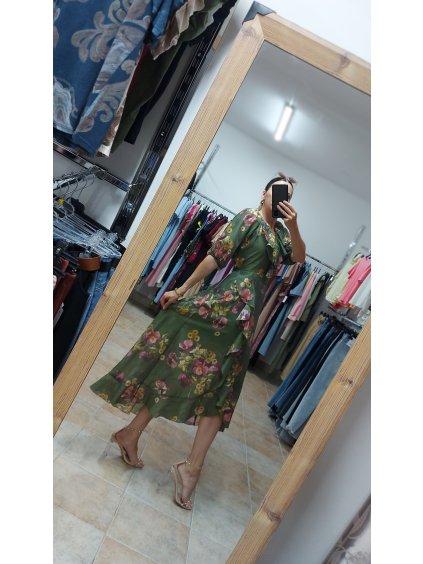 Šaty s volánom Belliva, Zelená (Veľkosť UNI)