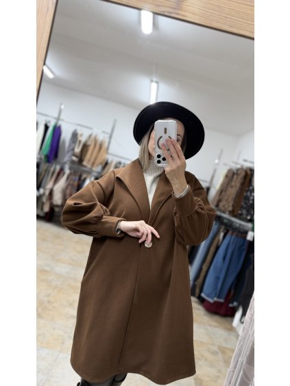 Hnedý oversize kabát Loom, Hnedá (Veľkosť UNI)