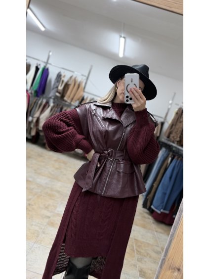 Koženková bordová vesta Avena (Veľkosť UNI)